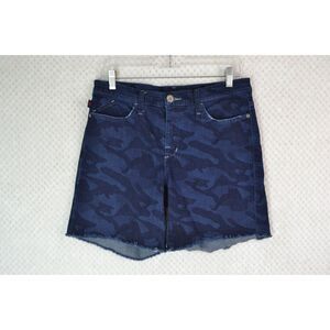 Rock & Republic Bumpershoot Women's 12 Blue Camo Mid Rise Shorts